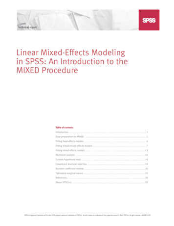 Linear Mixed-Effects Modeling In SPSS: An Introduction To .