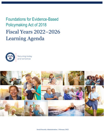 Fiscal Years 2022-2026 Learning Agenda