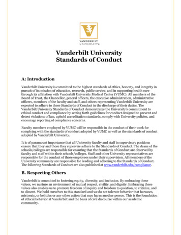 Vanderbilt University Standards Of Conduct