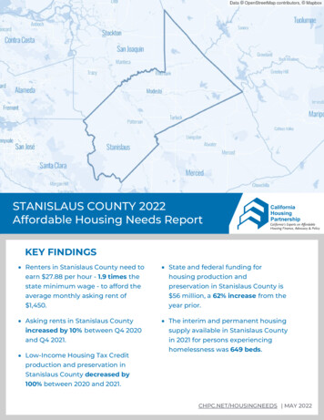 STANISLAUS COUNTY 2022 Affordable Housing Needs Report