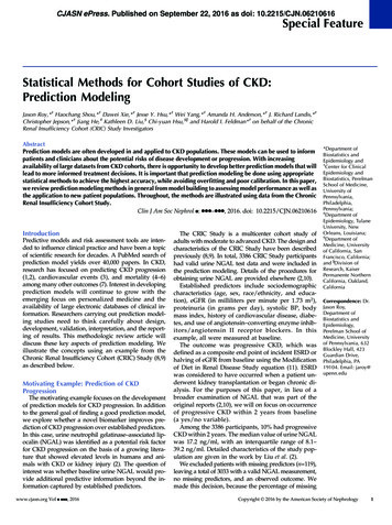 Statistical Methods For Cohort Studies Of CKD: Prediction .