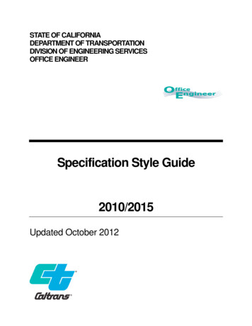 Specification Style Guide 2010/2015