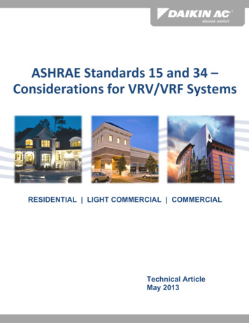 ASHRAE Standards 15 And 34 For VRV/VRF Systems