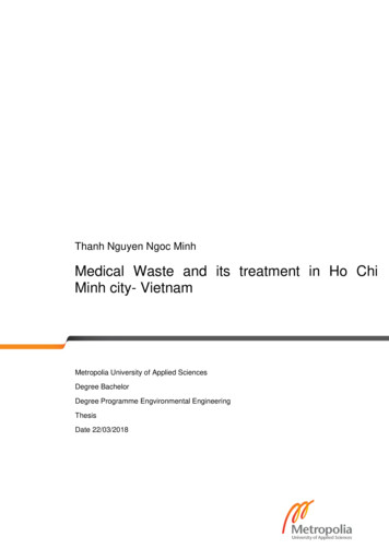 Medical Waste And Its Treatment In Ho Chi Minh City- Vietnam