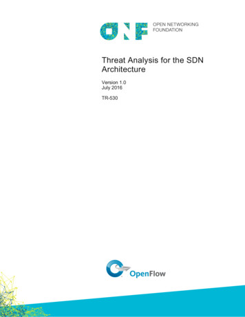Threat Analysis For The SDN Architecture