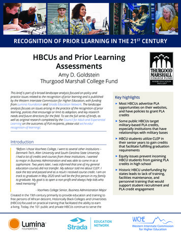 HBCUs And Prior Learning Assessments - WICHE