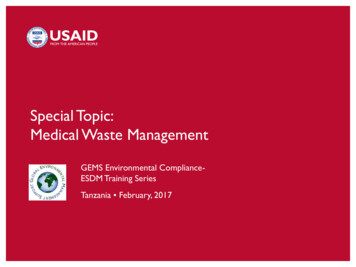 Special Topic: Medical Waste Mangement - Usaid.gov