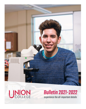Bulletin 2021-2022 - Union College