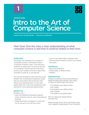 LESSON NAME: Intro To The Art Of Computer Science - Code 