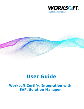 User Guide-Worksoft Certify Integration With SAP Solution .