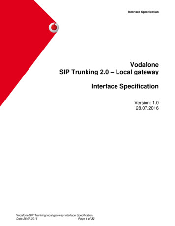 Vodafone SIP Trunking 2.0 - Local Gateway Interface Specification