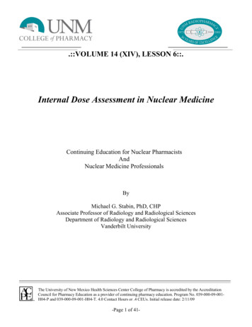 Internal Dose Assessment In Nuclear Medicine
