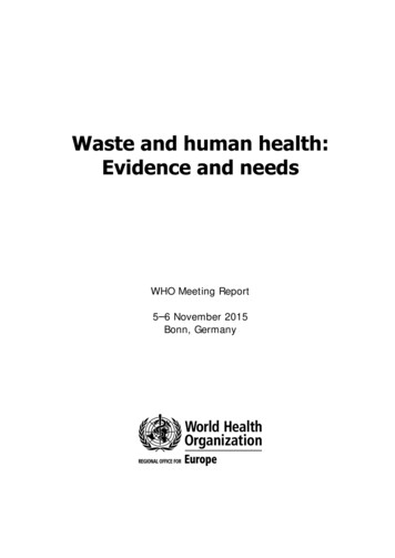 Waste And Human Health: Evidence And Needs Meeting Report - November 2015