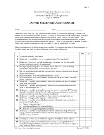 Onor Screening Questionnaire - Irms