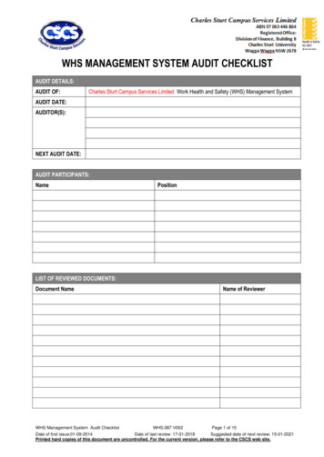 Whs Management System Audit Checklist