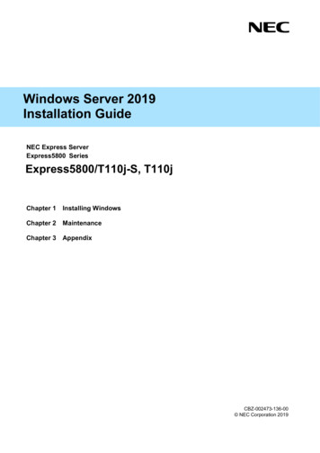 Windows Server 2019 Installation Guide - NEC