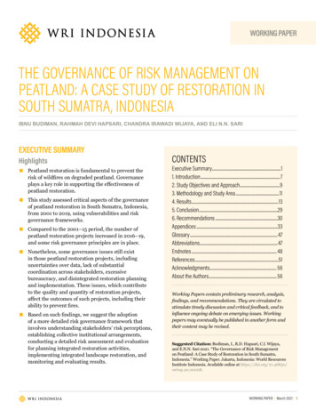 THE GOVERNANCE OF RISK MANAGEMENT ON PEATLAND: A CASE . - WRI Indonesia