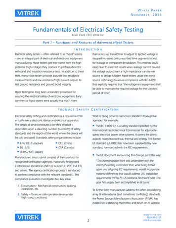 Fundamentals Of Electrical Safety Testing