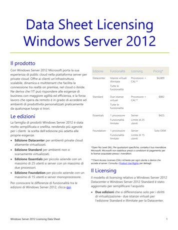 Data Sheet Licensing Windows Server 2012 - La Repubblica