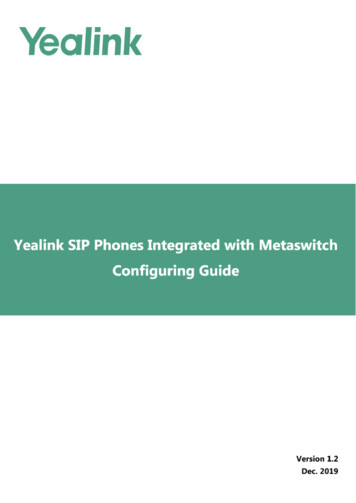 Yealink SIP Phones Integrated With Metaswitch Configuring Guide V1