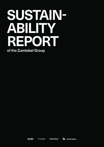 SUSTAIN- ABILITY REPORT - Zumtobel Group