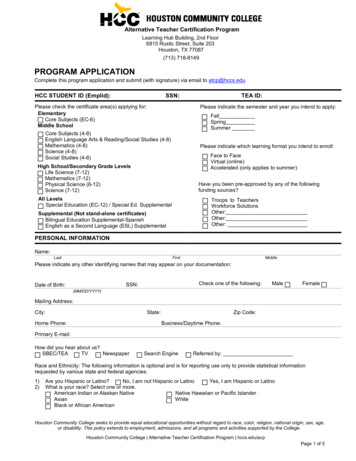 Alternative Certification Program - Application