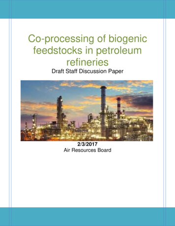 Co-processing Of Biogenic Feedstocks In Petroleum Refineries