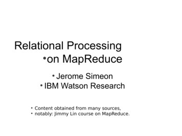 Relational Processing On MapReduce - VisTrails