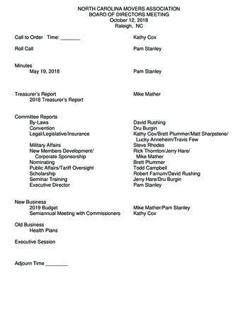 Treasurer's Report Mike Mather 2018 Treasurer's Report Committee .