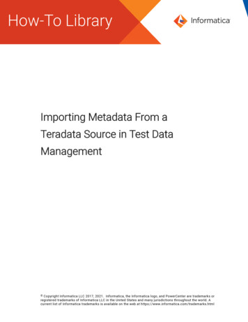 Management Teradata Source In Test Data Impor Ting Metadata From A