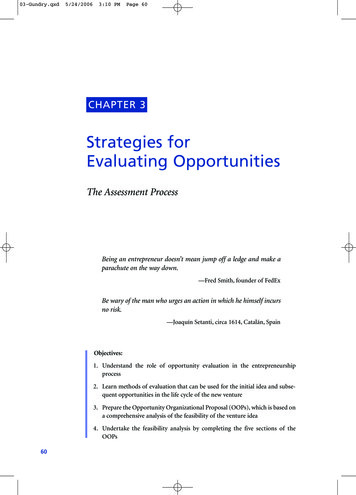 Strategies For Evaluating Opportunities - SAGE Publications Inc Home