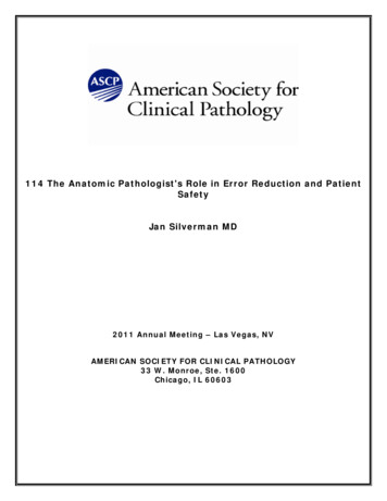 114 The Anatomic Pathologist's Role In Error Reduction And .
