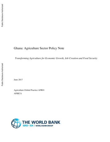 Ghana: Agriculture Sector Policy Note - World Bank