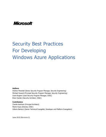 Security Best Practices For Developing Windows Azure Applications