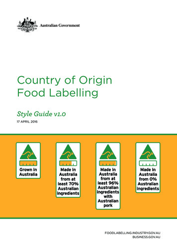 Country Of Origin Food Labelling