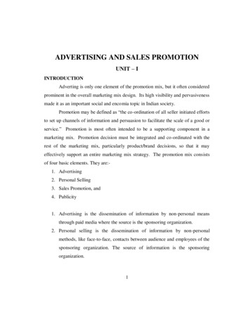 ADVERTISING AND SALES PROMOTION - BDU OMS