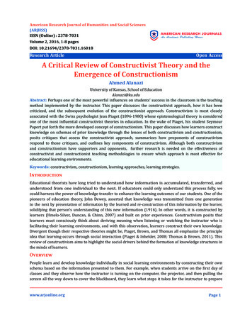 A Critical Review Of Constructivist Theory And The Emergence Of .
