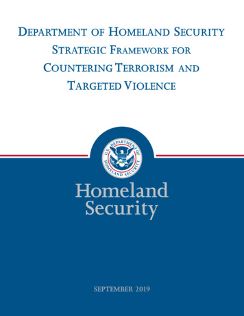 Department Of Homeland Security Strategic Framework For .