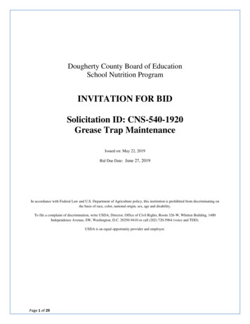 INVITATION FOR BID Solicitation ID: CNS-540-1920 Grease Trap Maintenance