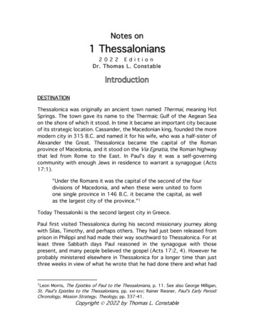 Notes On 1 Thessalonians - Plano Bible Chapel