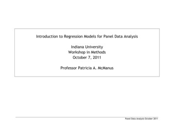 Introduction To Regression Models For Panel Data Analysis .