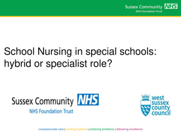 School Nursing In Special Schools: Hybrid Or Specialist Role?