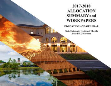 2017-2018 ALLOCATION SUMMARY And WORKPAPERS