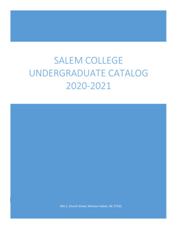 Salem College Undergraduate Catalog 2020-2021