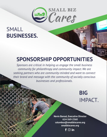 2020 Small Biz Cares - Sponsorship Package Brochure 11x17