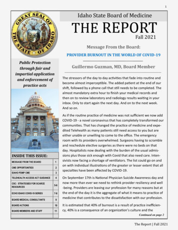 Idaho State Board Of Medicine THE REPORT