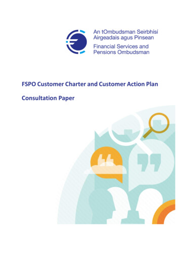 FSPO Consultation Paper On Customer Charter And Customer Action Plan