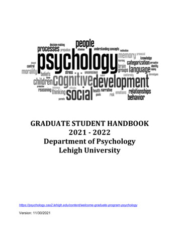 2021-2022 Graduate Handbook Psychology