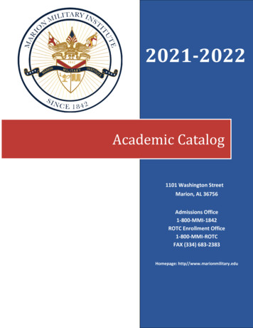 Academic Catalog - Marionmilitary.edu