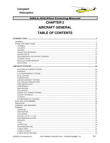 BELL 212 Pilot Training Manual CHAPTER 2 AIRCRAFT GENERAL TABLE OF CONTENTS